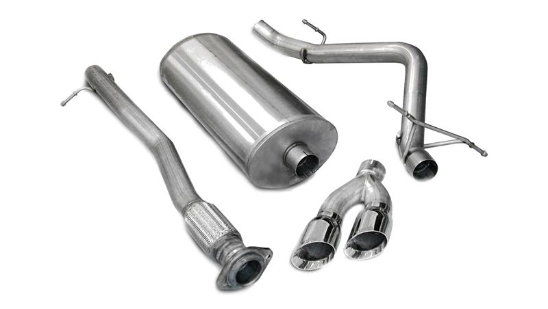 Chevrolet Silverado Performance Exhaust - CORSA Performance - Sport Cat-Back, Single Side Exit, Twin 4.0in. Polished Pro-Series Tips, Reflective Sound Cancellation - Polished - `07-`08